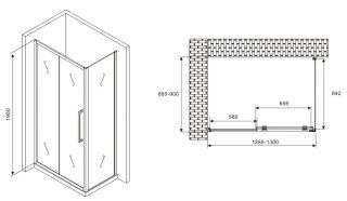 Душевой уголок ABBER Schwarzer Diamant AG30130MH-S90M 130x90см хром